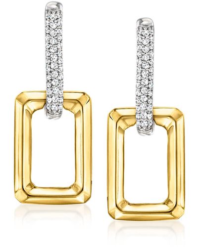 Ross-Simons Diamond Removable Geometric Drop Earrings - Metallic