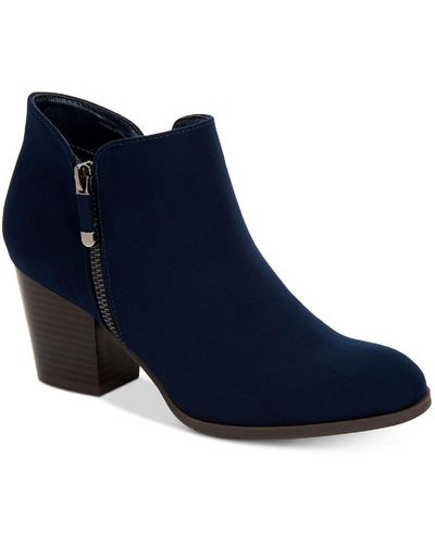 Style & Co. Masrinaaf Zipper Block Heel Booties - Blue