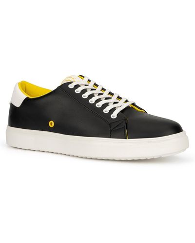 New York & Company Hester Faux Leather Round Toe Casual And Fashion Sneakers - Black