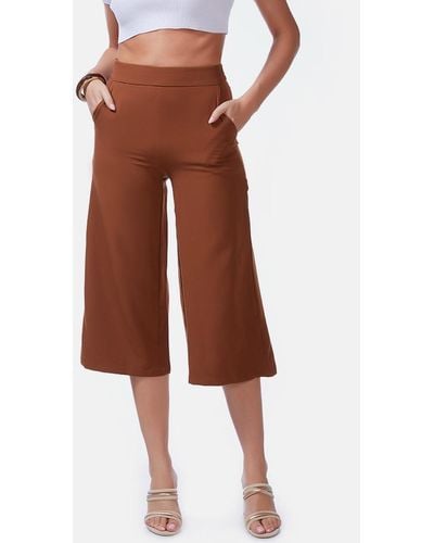 LONDON RAG High Rise Cropped Culottes Pants - Brown