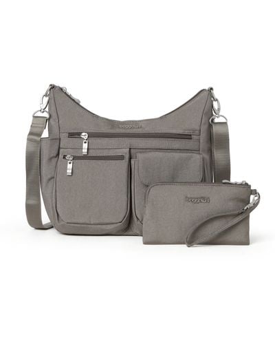Baggallini Modern Everywhere Hobo Crossbody Bag With Wristlet - Gray