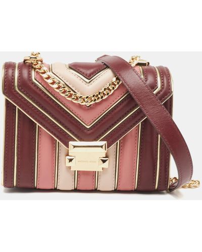 Michael Kors Color Quilted Leather Whitney Shoulder Bag - Pink