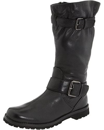 Gentle Souls Buckled Up Leather Mid-calf Riding Boots - Black