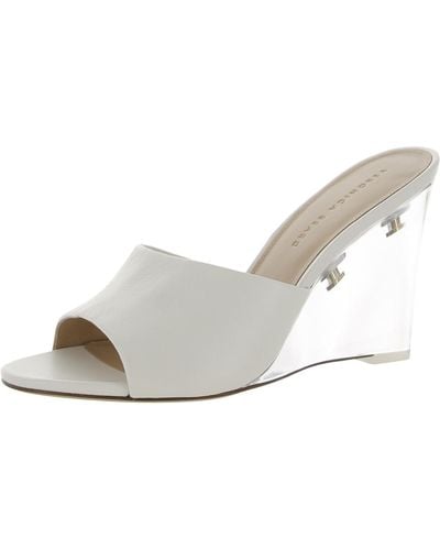 Veronica Beard Dali Lucite Padded Insole Wedge Sandals - White