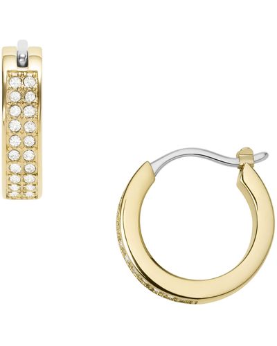 Fossil Tone Stainless Steel Hoop Earrings - Metallic