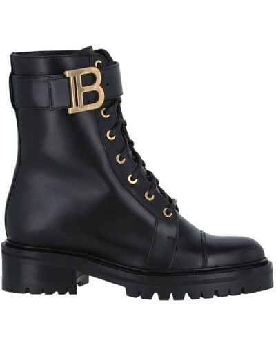Balmain Ranger Romy Leather Combat Boots - Black