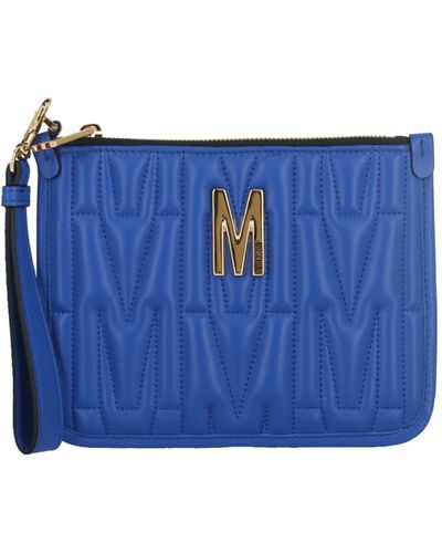 Moschino Quilted Logo Wristlet - Blue