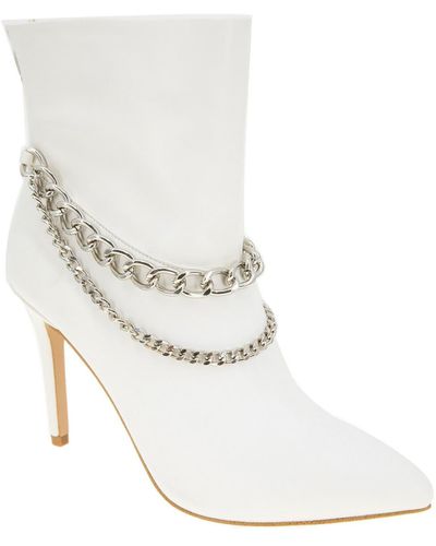 BCBGeneration Hardia Faux Leather Pointed Toe Ankle Boots - White