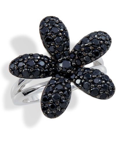 Savvy Cie Jewels Sterling Silver Spinel Flower - Black
