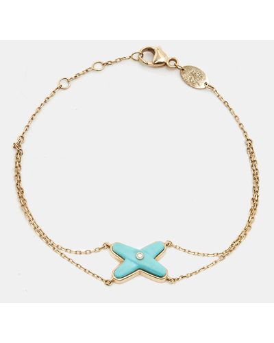 Chaumet Jeux De Liens Diamond Turquoise 18k Rose Chain Link Bracelet - Metallic