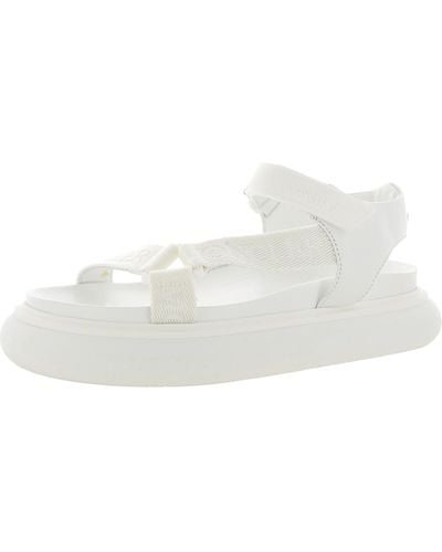 Moncler Catura Leather Ankle Strap Slingback Sandals - White