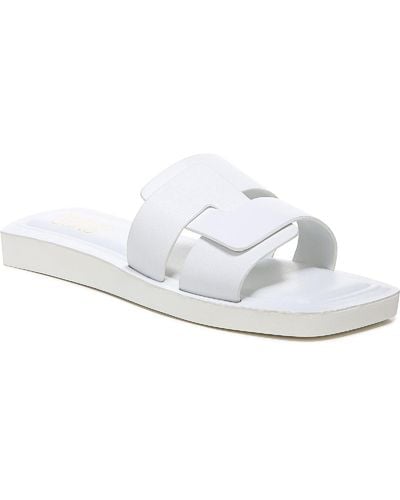 Franco Sarto Capri Leather Slip On Slide Sandals - White