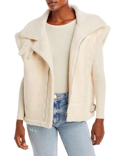 Moon River Faux Shearling Oversized Vest - White