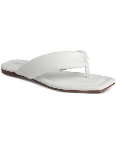 BarIII Cloverr Faux Leather Padded Insole Thong Sandals - White