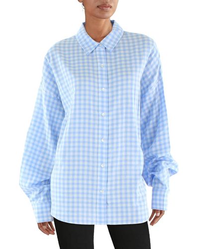 FAVORITE DAUGHTER Gingham Long Sleeve Button-down Top - Blue