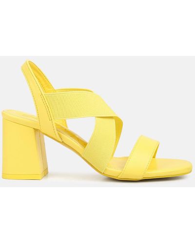 LONDON RAG Comfortable Straps Block Heel Sandals - Yellow