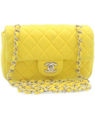 Chanel Matelasse Chain Flap Shoulder Bag Turn Lock Cc Auth 34513a - Yellow