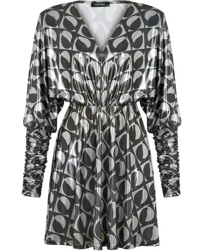 Nocturne Batwing Sleeve Printed Mini Dress - Gray