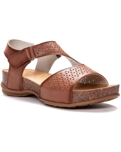 Propet Phoebe Leather Perforated Footbed Sandals - Pink