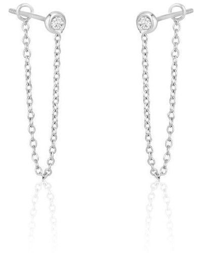 Ariana Rabbani Bezel-set Diamond Chain Earrings (1" Drop) - White