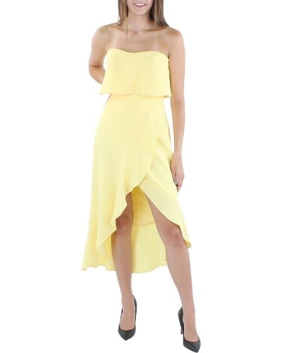 Xscape Strapless Ruffle Cocktail Dress - Yellow