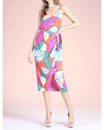 Tyche Tropical Paradise Wrap Dress - Pink