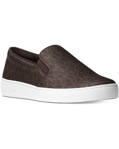 Michael Kors Keaton Slip On Faux Leather Slip On Casual And Fashion Sneakers - Brown