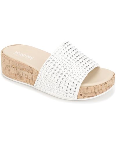 Kenneth Cole Maila Stretch Jewel Slip On Padded Insole Slide Sandals - Natural