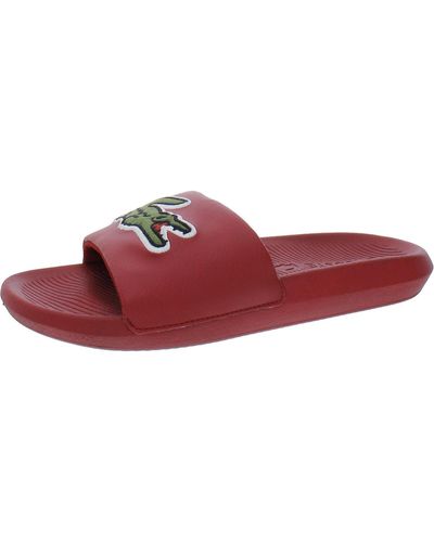 Lacoste Croco Slide 319 Leather Pool Slides - Red