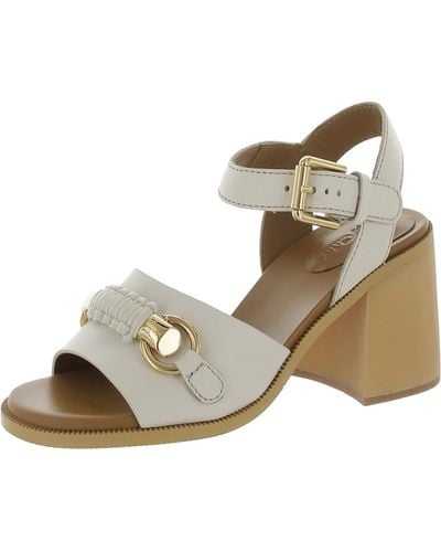 See By Chloé Lylia Leather Round Toe Sandals - Natural