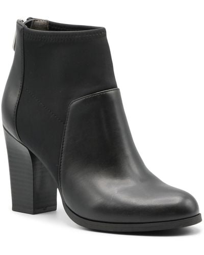 Adrienne Vittadini Ratti Leather Block Heel Ankle Boots - Black