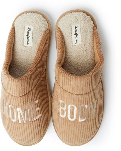 Dearfoams Tanner Home Body Embroidered Ribbed Scuff Slipper - Natural