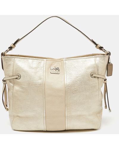 COACH Light Leather Side String Shoulder Bag - Natural