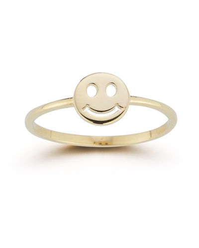 Ember Fine Jewelry 14k Gold Smiley Face Ring - White
