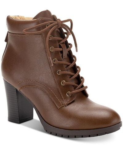Style & Co. Faux Leather Ankle Ankle Boots - Brown