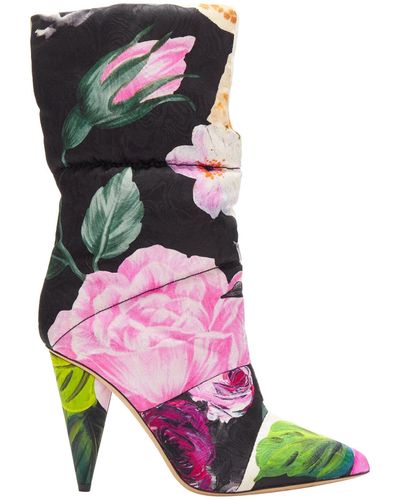 Jimmy Choo Off-white Sara 100 Floral Brocade Padded Boots - Pink