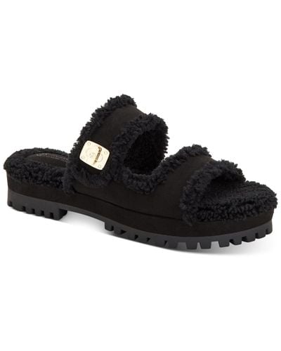 Giani Bernini Tameenna Faux Fur Memory Foam Slide Sandals - Black