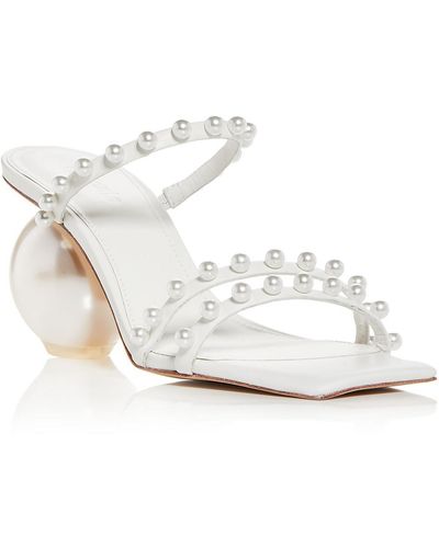 Cult Gaia Ilona Leather Embellished Slide Sandals - White