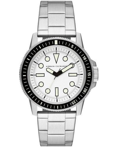 Armani Exchange Classic Quartz White Dial Watch - Metallic