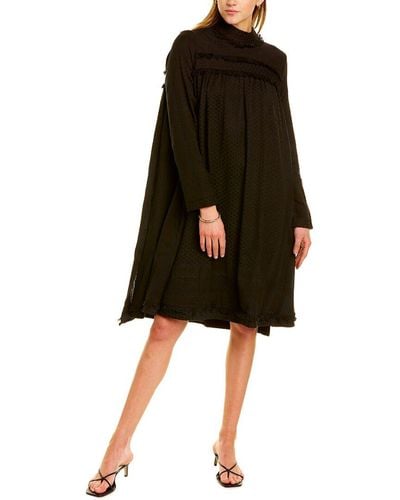 Cecilie Copenhagen Ruffle Neck Midi Dress - Black