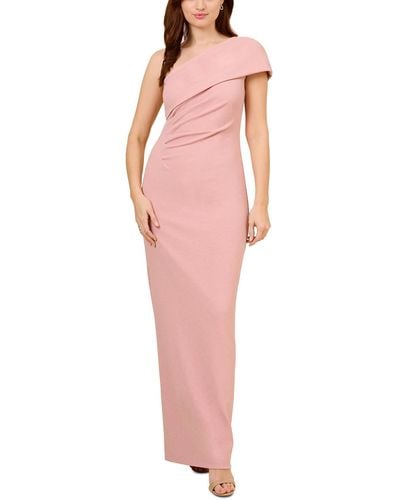Adrianna Papell Metallic Polyester Evening Dress - Pink