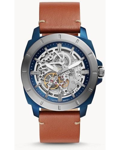 Fossil Privateer Sport Automatic, Blue-tone Stainless Steel Watch - Brown