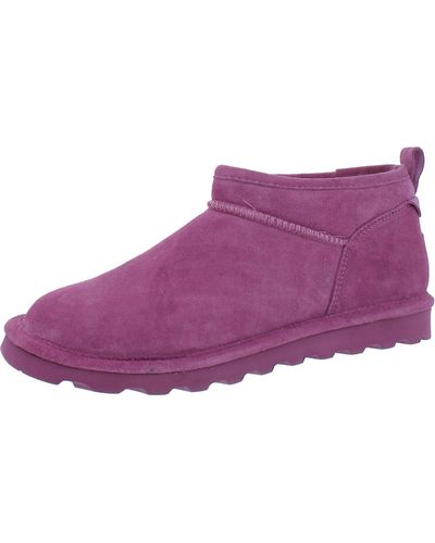 BEARPAW Super Shorty Suede Wool Blend Lined Winter & Snow Boots - Purple