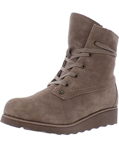 BEARPAW Krista Padded Insole Wedge Ankle Boots - Brown