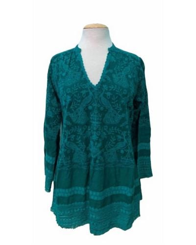 Johnny Was Peacock Island Tunic Blouse - Green