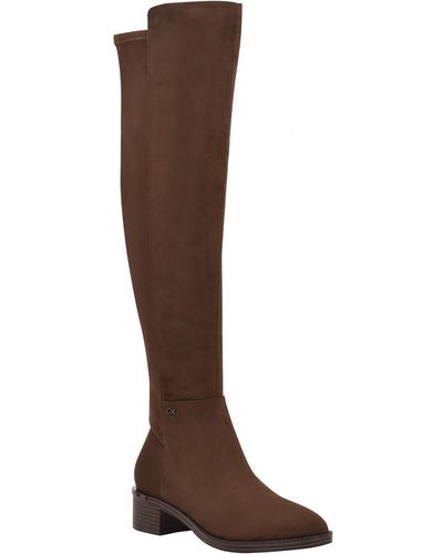 Calvin Klein Deedee Faux Suede Tall Over-the-knee Boots - Brown