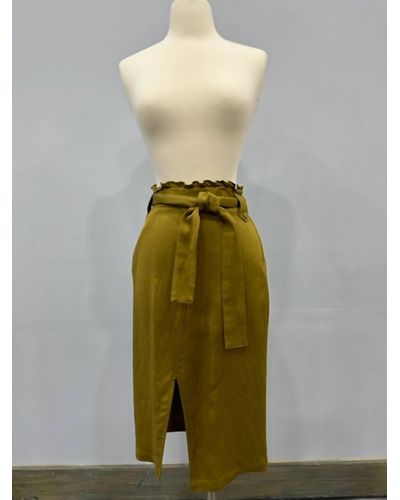 DROMe Belted Midi Skirt - Green