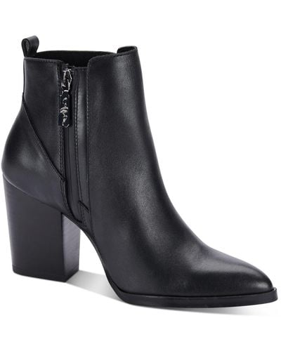 Aqua College Remi Leather Pointed Toe Ankle Boots - Black