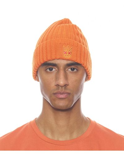 Cult Of Individuality Knit Hat W/tomato And Lemon Chrome - Orange