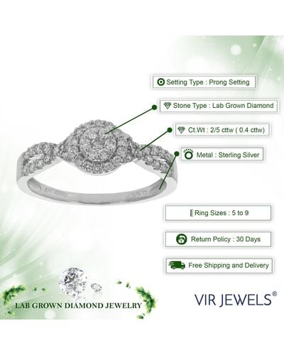 Vir Jewels 2/5 Cttw Round Cut Lab Grown Diamond Engagement Ring 925 Sterling Prong Set - Metallic